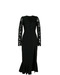 Черное кружевное платье-миди от David Koma