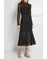 Черное кружевное платье-миди от Temperley London