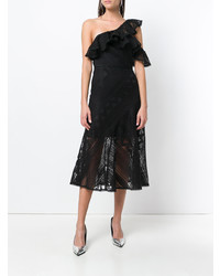 Черное кружевное платье-миди от Three floor