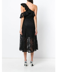 Черное кружевное платье-миди от Three floor