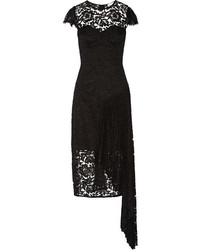 Черное кружевное платье-миди от Milly