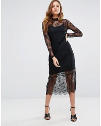 Черное кружевное платье-миди от Vero Moda