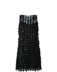Черное кружевное платье прямого кроя с вышивкой от Carven