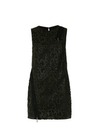Черное кружевное платье прямого кроя с цветочным принтом от Tufi Duek