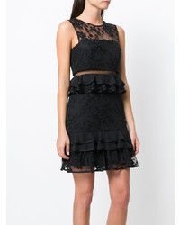 Черное кружевное платье прямого кроя от Three floor