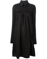Черное кружевное платье-рубашка