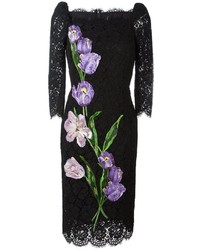 Черное кружевное платье с вышивкой от Dolce & Gabbana