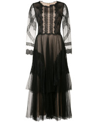 Черное кружевное платье с вышивкой от Marchesa