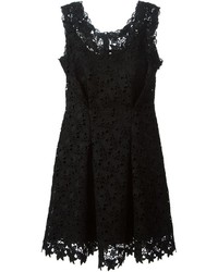 Черное кружевное платье с плиссированной юбкой от Ermanno Scervino