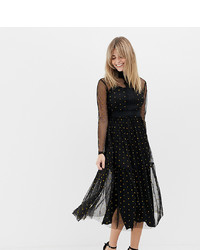Черное кружевное платье с пышной юбкой в горошек от Lace and Beads