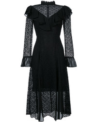 Черное кружевное платье с рюшами от Temperley London