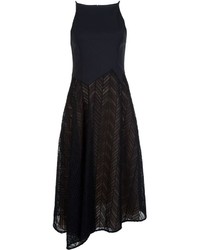 Черное кружевное платье с узором "в ёлочку" от Jason Wu