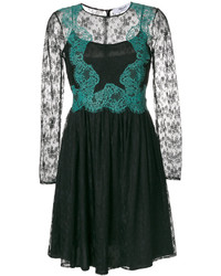 Черное кружевное платье с цветочным принтом от Blugirl