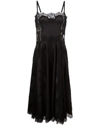 Черное кружевное платье с цветочным принтом от Dolce & Gabbana