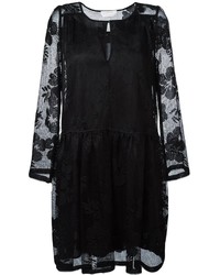 Черное кружевное платье с цветочным принтом от See by Chloe