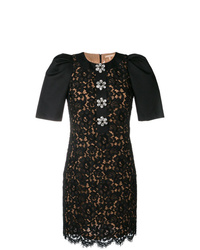 Черное кружевное платье-футляр с украшением от Michael Kors Collection