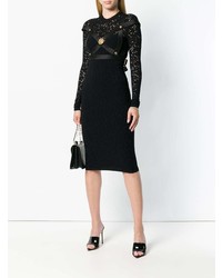 Черное кружевное платье-футляр от Versace