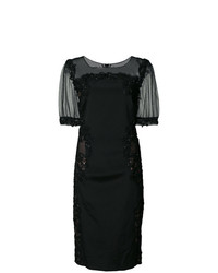 Черное кружевное платье-футляр от Marchesa Notte