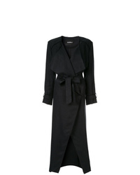 Женское черное льняное пальто с узором зигзаг от Goen.J