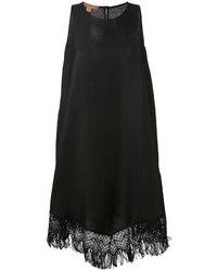 Черное льняное платье c бахромой от Ermanno Scervino