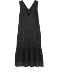 Черное льняное платье-миди от Lee Mathews