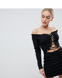 Черное облегающее платье с люверсами от Missguided Petite