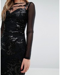 Черное облегающее платье с пайетками от Lipsy