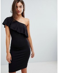 Черное облегающее платье с рюшами от Minimum
