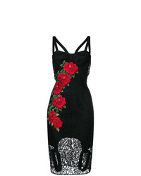 Черное облегающее платье с цветочным принтом от Philipp Plein