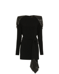 Черное облегающее платье с шипами от Saint Laurent