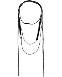 Черное ожерелье-чокер из бисера от Ann Demeulemeester