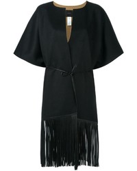 Женское черное пальто c бахромой от Agnona