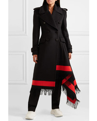 Женское черное пальто c бахромой от Alexander McQueen