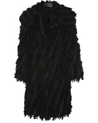 Женское черное пальто c бахромой от Donna Karan