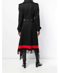 Женское черное пальто c бахромой от Alexander McQueen