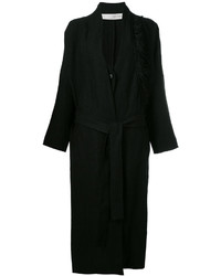Женское черное пальто c бахромой от Isabel Benenato
