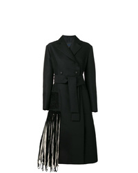 Женское черное пальто c бахромой от Proenza Schouler