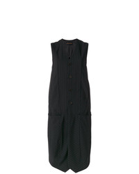 Черное пальто без рукавов в вертикальную полоску от Comme Des Garçons Vintage