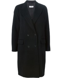 Женское черное пальто в вертикальную полоску от Alberto Biani