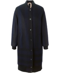 Женское черное пальто в вертикальную полоску от No.21