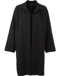 Женское черное пальто в вертикальную полоску от Norma Kamali