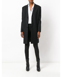Женское черное пальто в вертикальную полоску от Saint Laurent