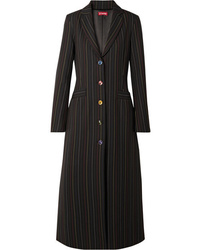 Женское черное пальто в вертикальную полоску от Staud