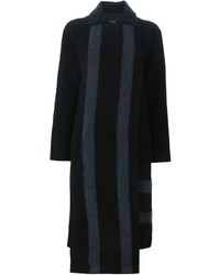 Женское черное пальто в вертикальную полоску от Tibi