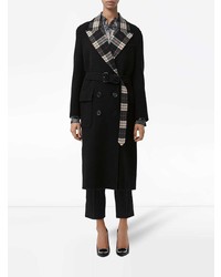 Женское черное пальто в клетку от Burberry