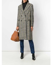 Женское черное пальто в клетку от Ermanno Scervino