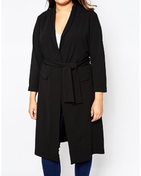 Женское черное пальто дастер