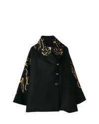 Черное пальто-накидка с вышивкой от Romeo Gigli X Eggs
