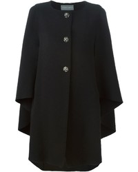 Черное пальто-накидка от Alberta Ferretti