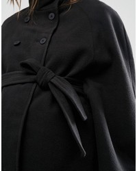 Черное пальто-накидка